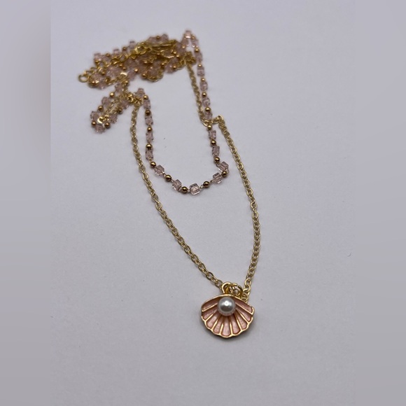 Beachy Chic Pink Multi-Strand Necklace Set- Sea Shell and Pearl Layered Necklace - Picture 10 of 12